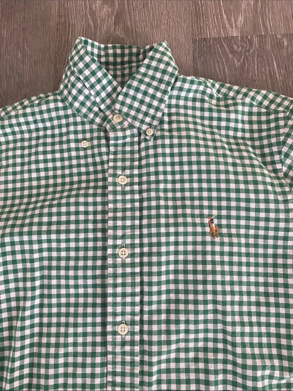 Polo by Ralph Lauren Teal and White Gingham Button-Down Shirt